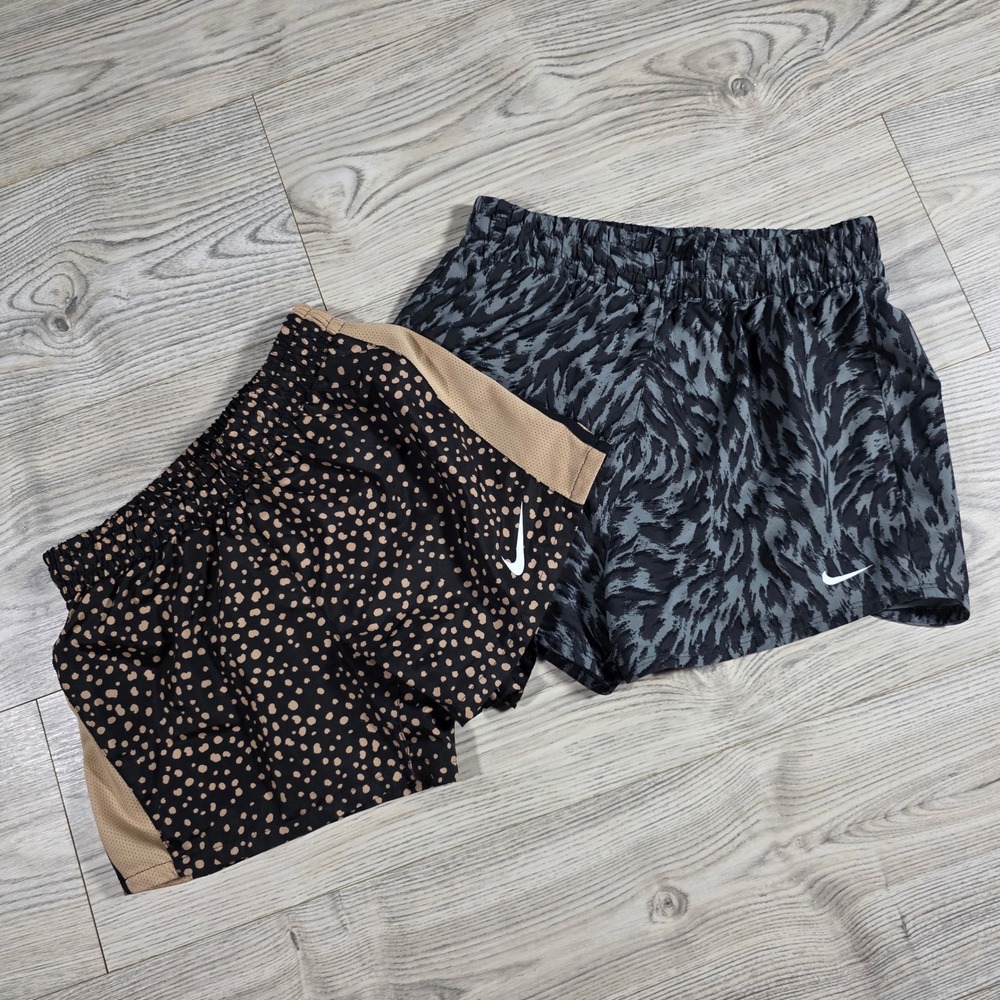 Nike Dri Fit Running Shorts - 2 Pair Animal Print - Girls Size Medium